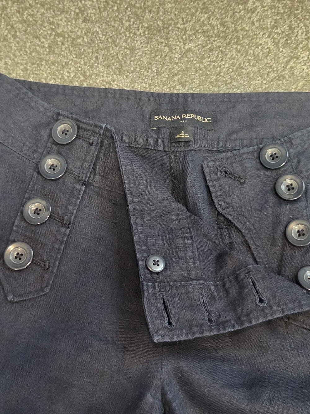 Women's Navy Blue Banana Republic Linen Pants - Size 2